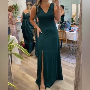 Birdy Gray - crepe Shamin emerald bridesmaid dress
